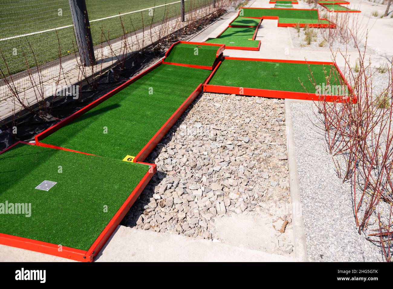 Green course. mini golf courses Stock Photo Alamy
