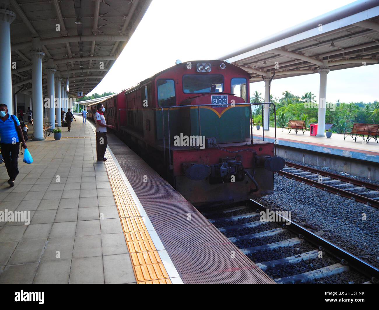 Train Travel in Sri Lanka, Ceylon, Asia  #Asia #aroundtheworld #SouthEastAsia #hinterland #authentic #fernweh #slowtravel #Traintravel Stock Photo