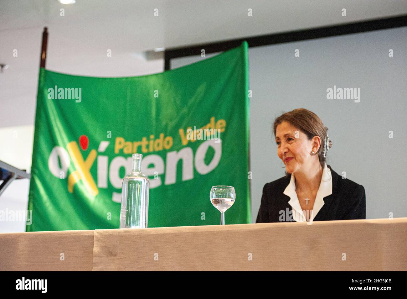 French-Colombian politician and former hostage for the FARC-EP Guerrilla Ingrid Betancourt announces her pre-candidacy for Colombia's presidency for t Stock Photo