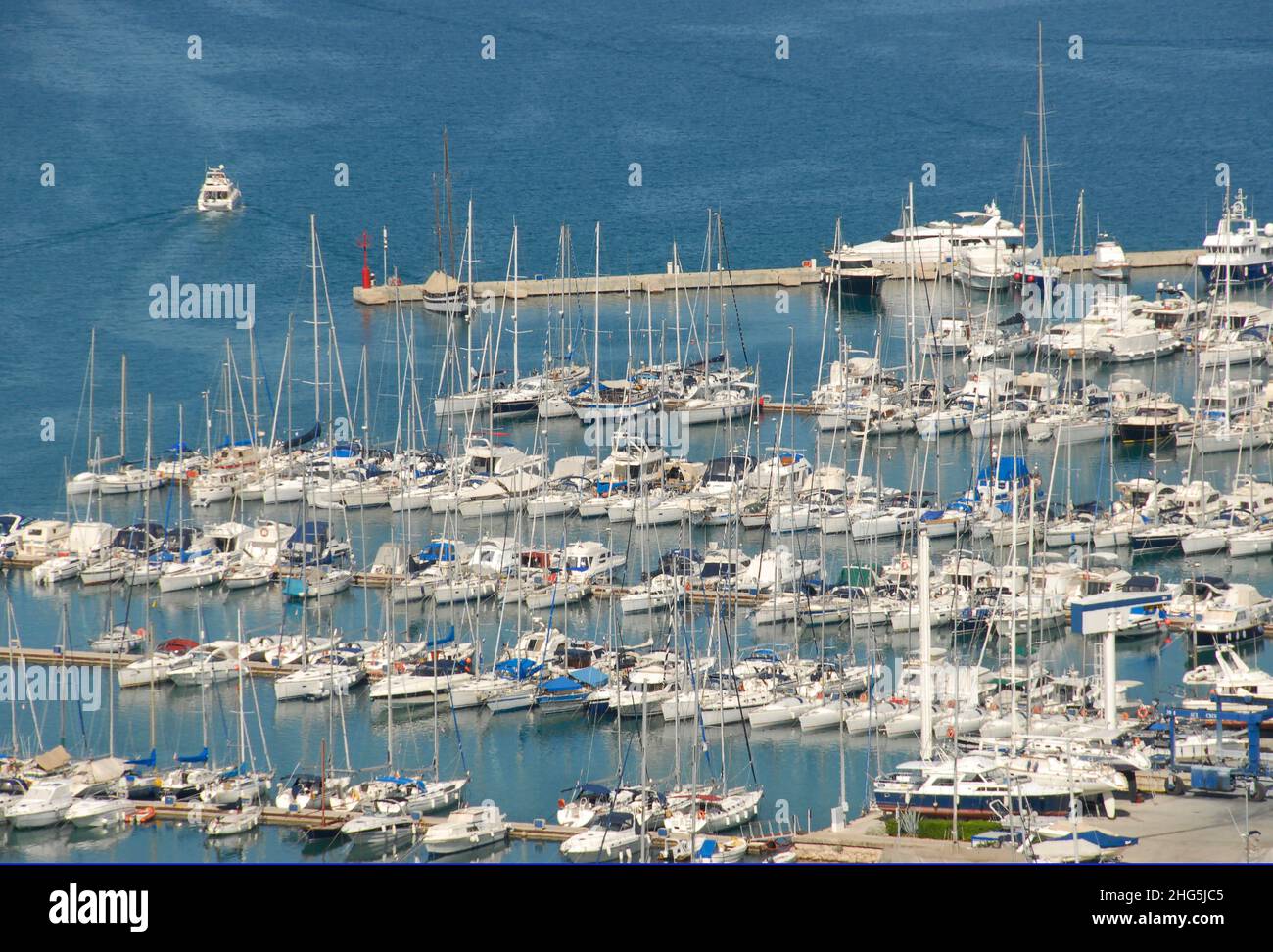 aerial view on Cres city marina, Cres island, Croatia Stock Photo
