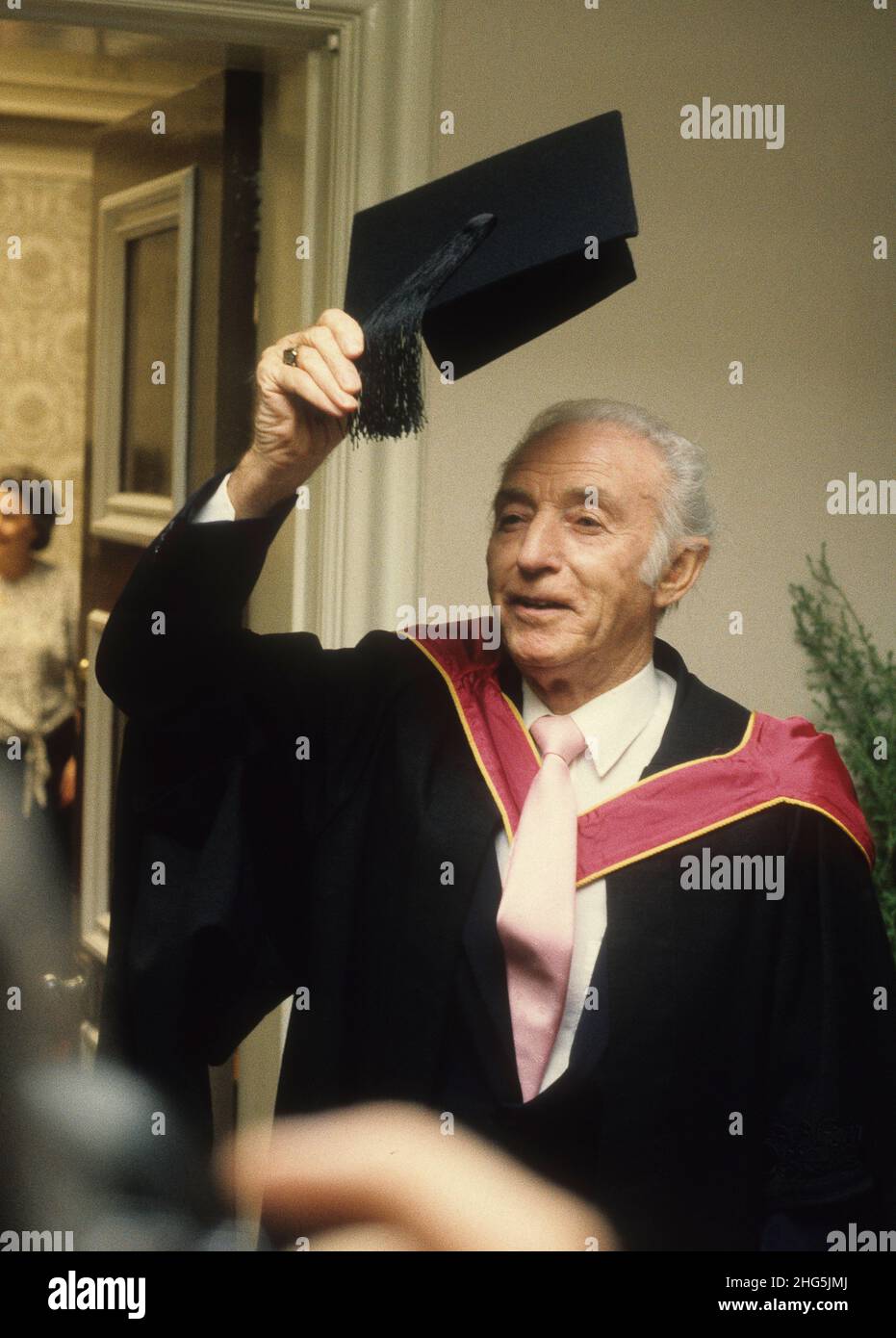 English football legend Stanley Matthews after receiving honorary degree at Keele University Stock Photo