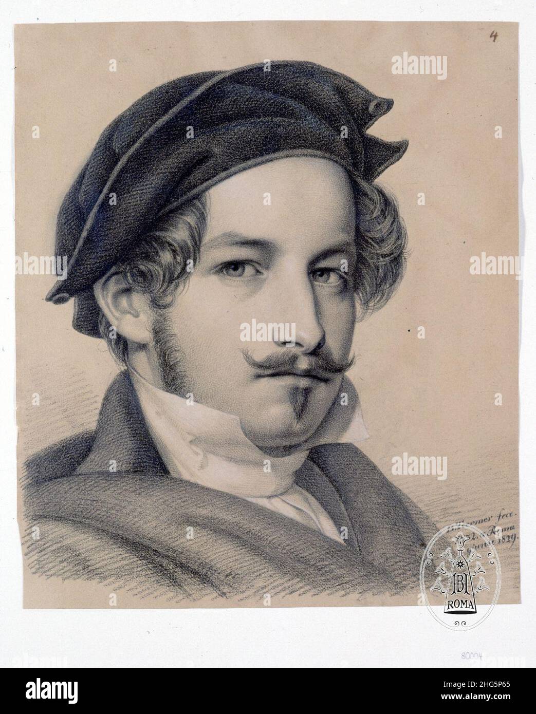 Selbstbildnis Benno Friedrich Törmer (1804–1859), Rom 1829. Stock Photo