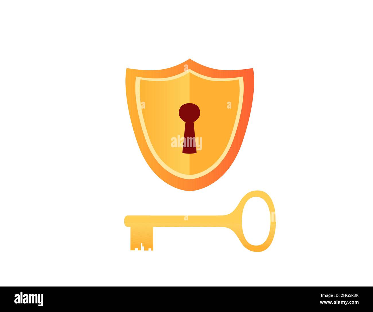 Digital data protection concept with golden shield lock and key vector ...