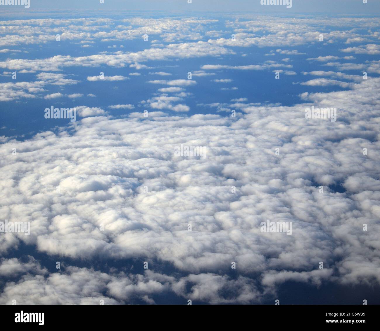 Layer of low clouds over the sea seen from arr Stock Photo
