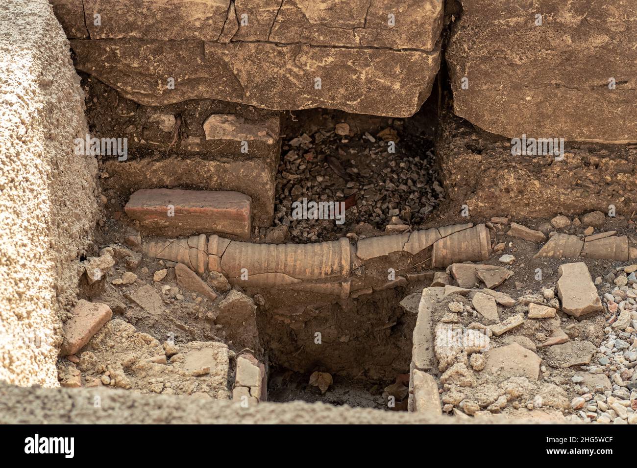 ceramic piping of an ancient Roman aqueduct discovered during ...