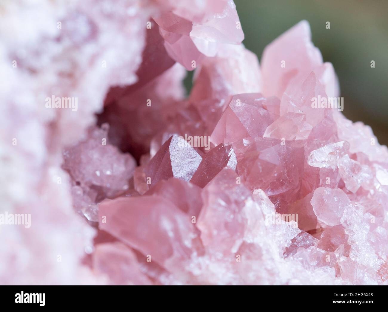 pink quartz mineral specimen stone rock geology gem crystal Stock Photo