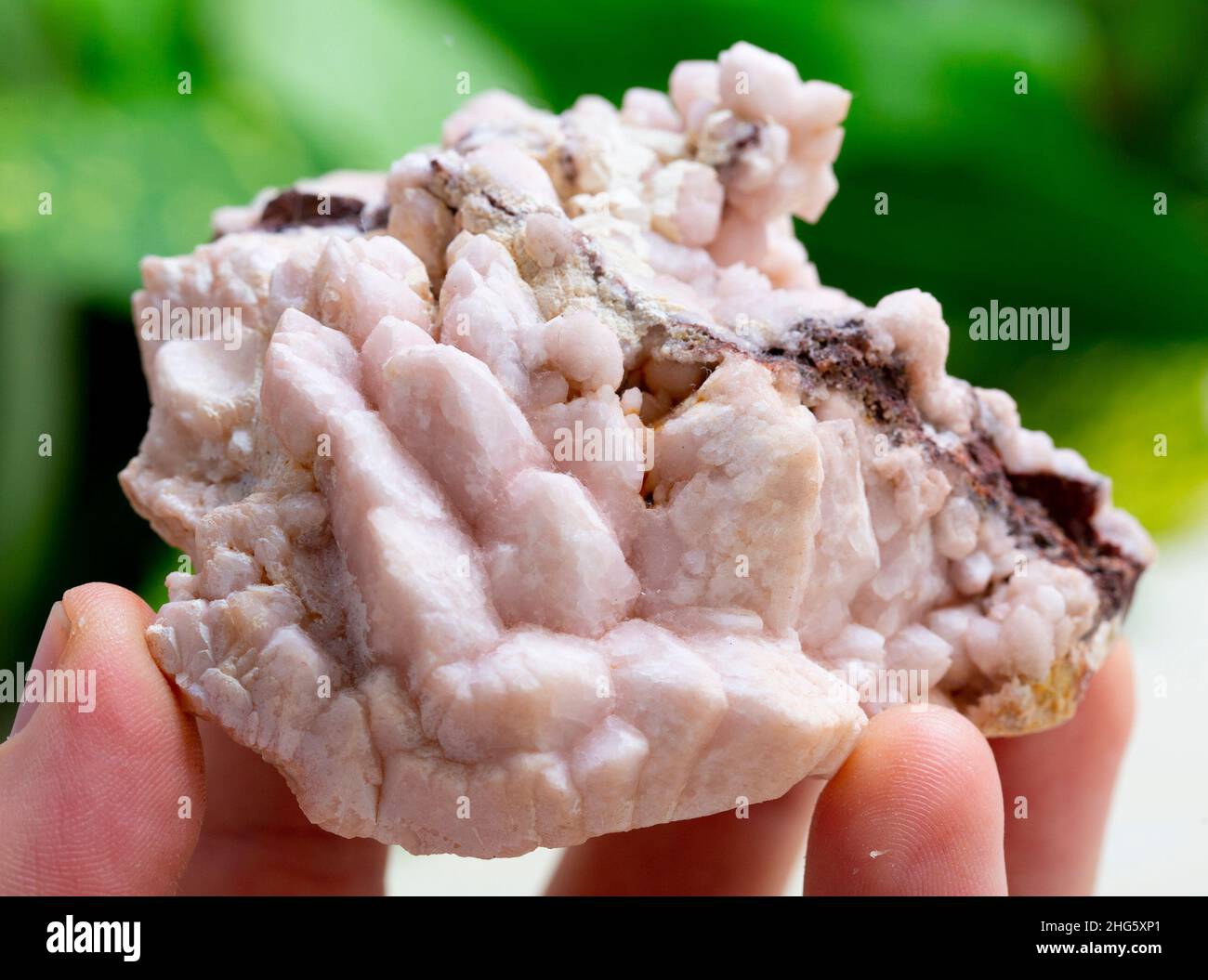 pink quartz mineral specimen stone rock geology gem crystal Stock Photo