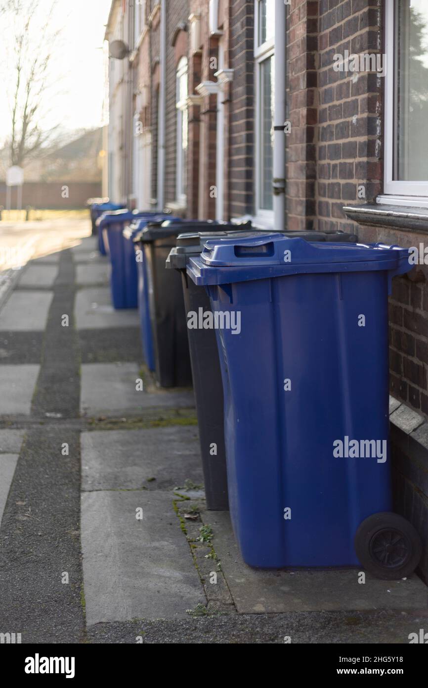 wheelie bins outside a urban street Stock Photo Alamy
