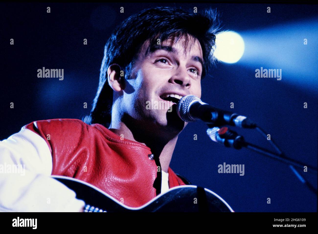 Archives 90ies: Canadian singer Roch Voisine performs in Lyon, France Stock Photo