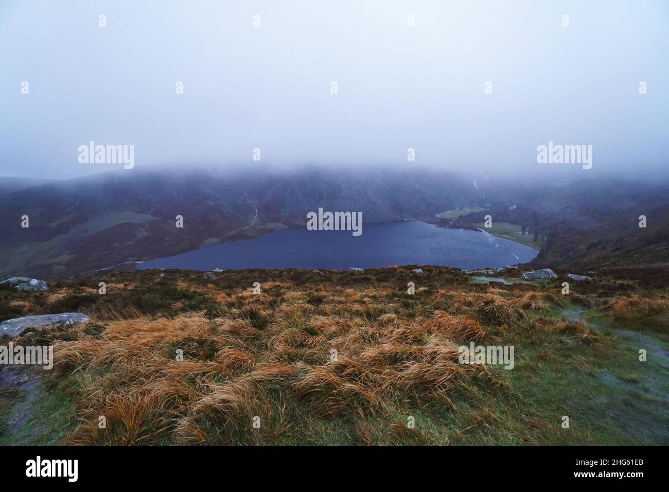 view of Guinnes lake from Wicklow mountains Stock Photo