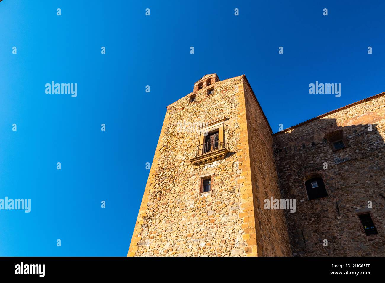 Castelbuono castle illuminated by the afternoon sunlight, Sicily, Italy Stock Photo