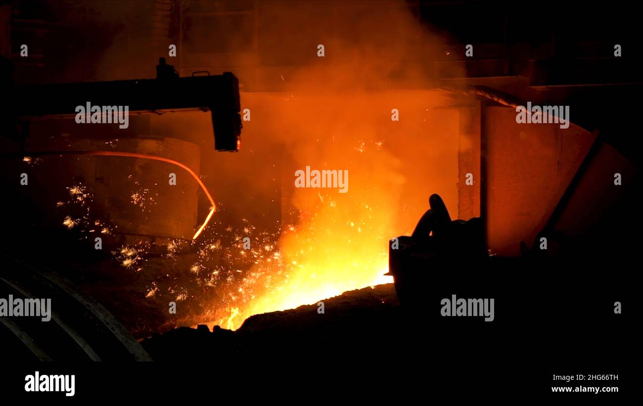 Iron and steel metallurgical plant, metallurgical production. Metal ...