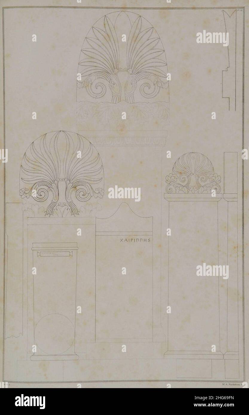 Sepulchral stelai - Inwood Henry William - 1827. Stock Photo