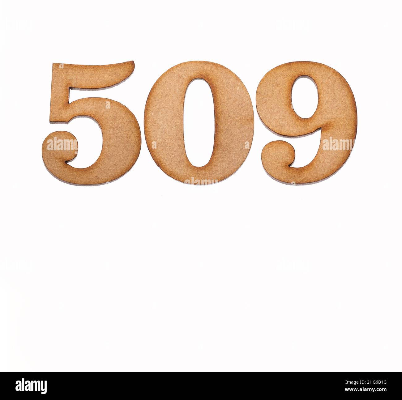 Number 509 in wood, isolated on white background Stock Photo - Alamy