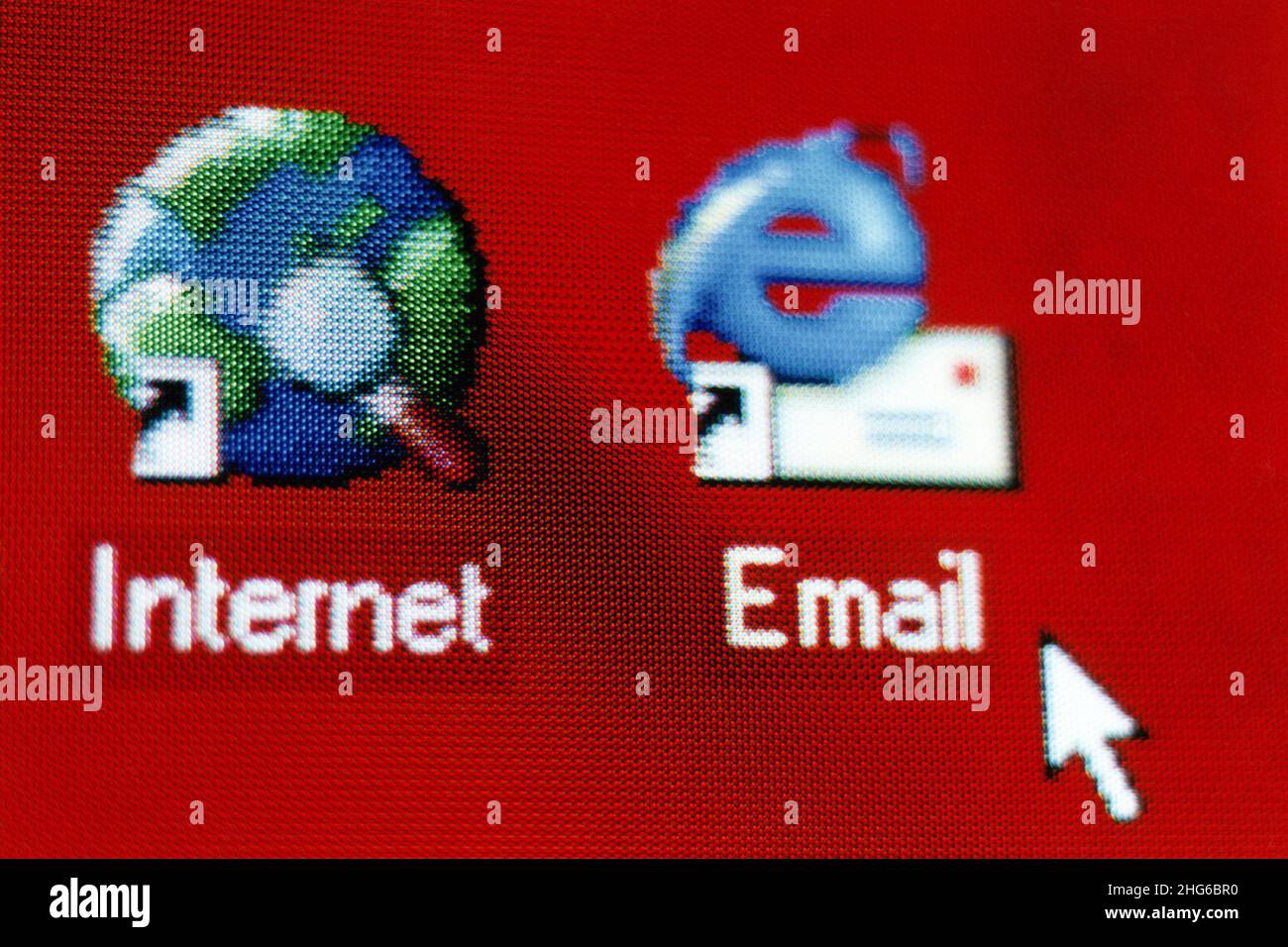 Internet and E-mail Icons On Computer Screen Stock Photo