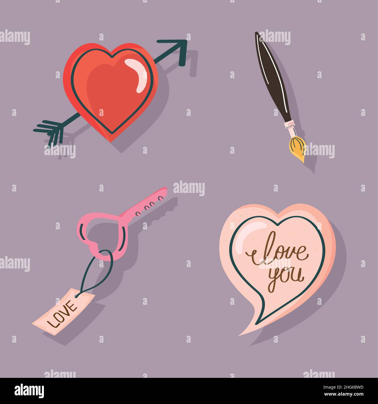four love doodle icons Stock Vector Image & Art - Alamy