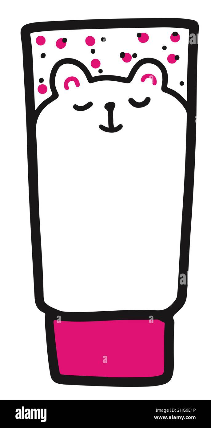 Doodle children cream tube vector illustration. hand drawn line Skin