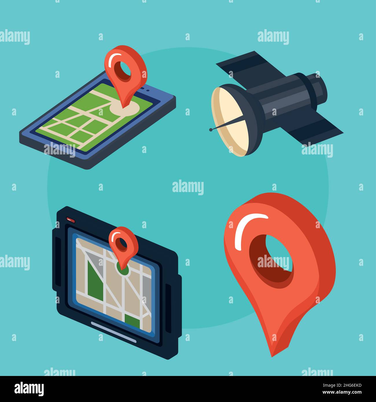 four gps technology items Stock Vector