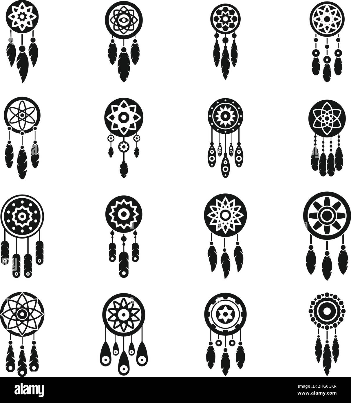 Aztec dream catcher icon outline vector. Tribal feather, Stock vector