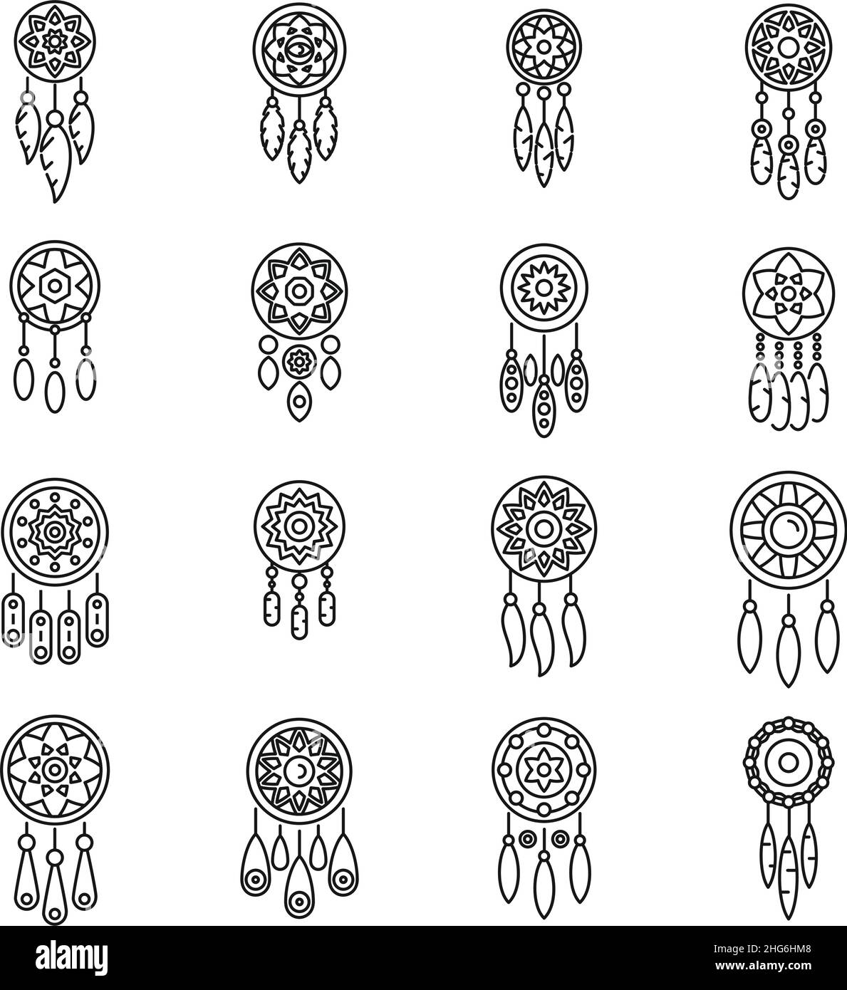 Native dream catcher icon outline vector. Aztec feather 15205213