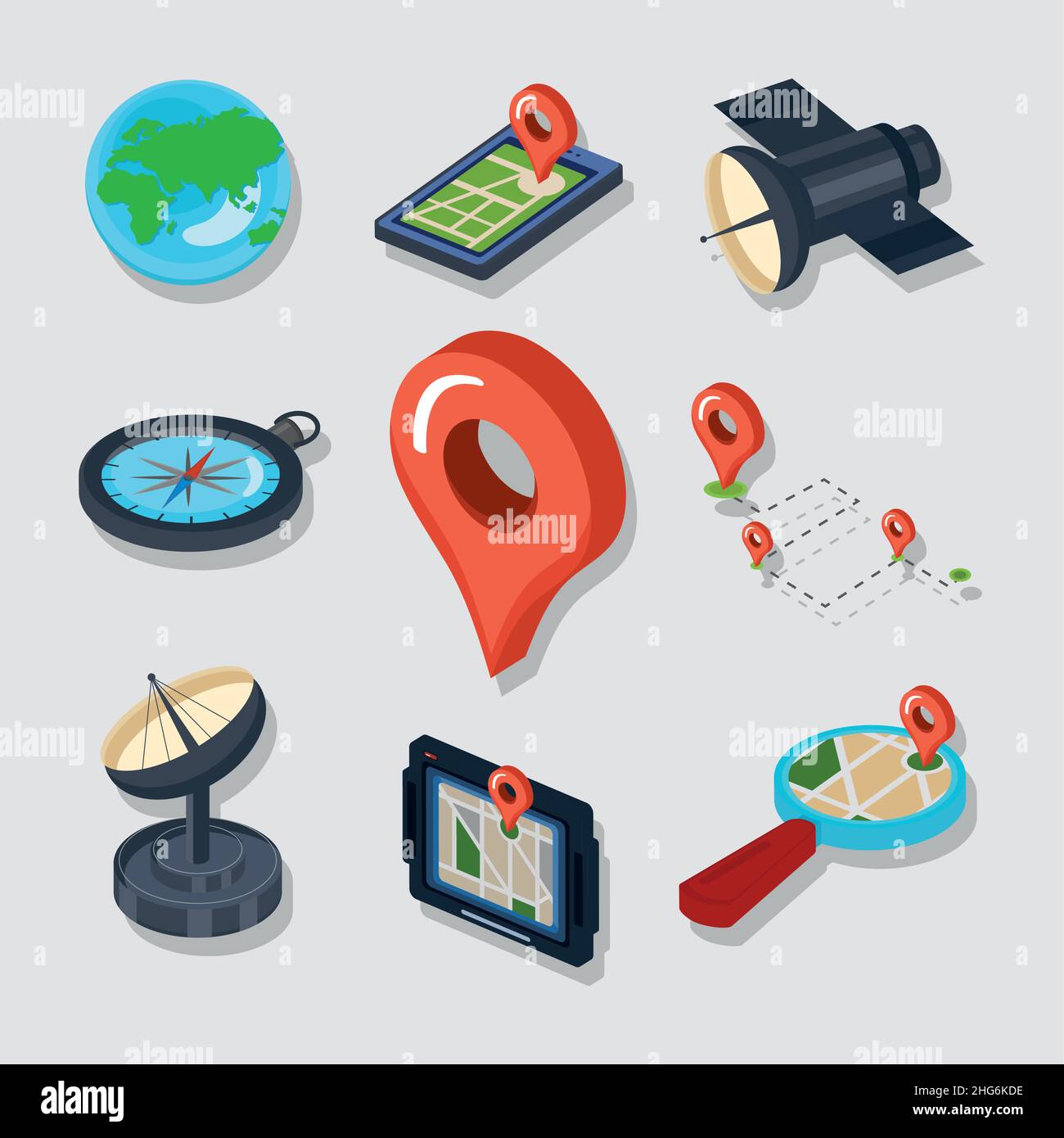 gps technology nine icons Stock Vector