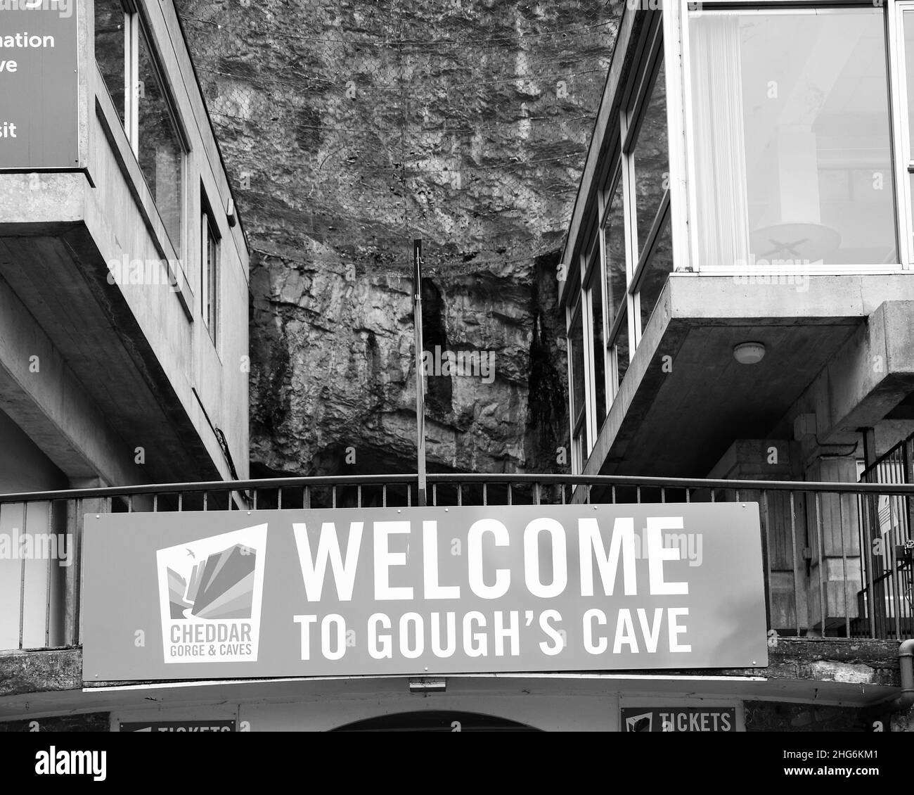 January 2022 - The Entrance to Gough's Cave in Cheddar, Somerset, England, UK. Due to reopen spring 2022 Stock Photo