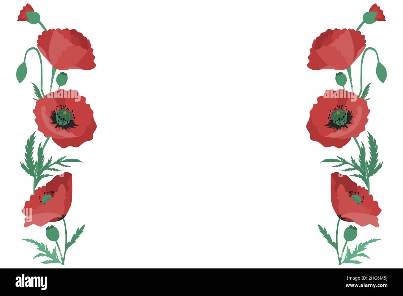 Frame for text with poppy flowers. Floral frame with place for text ...