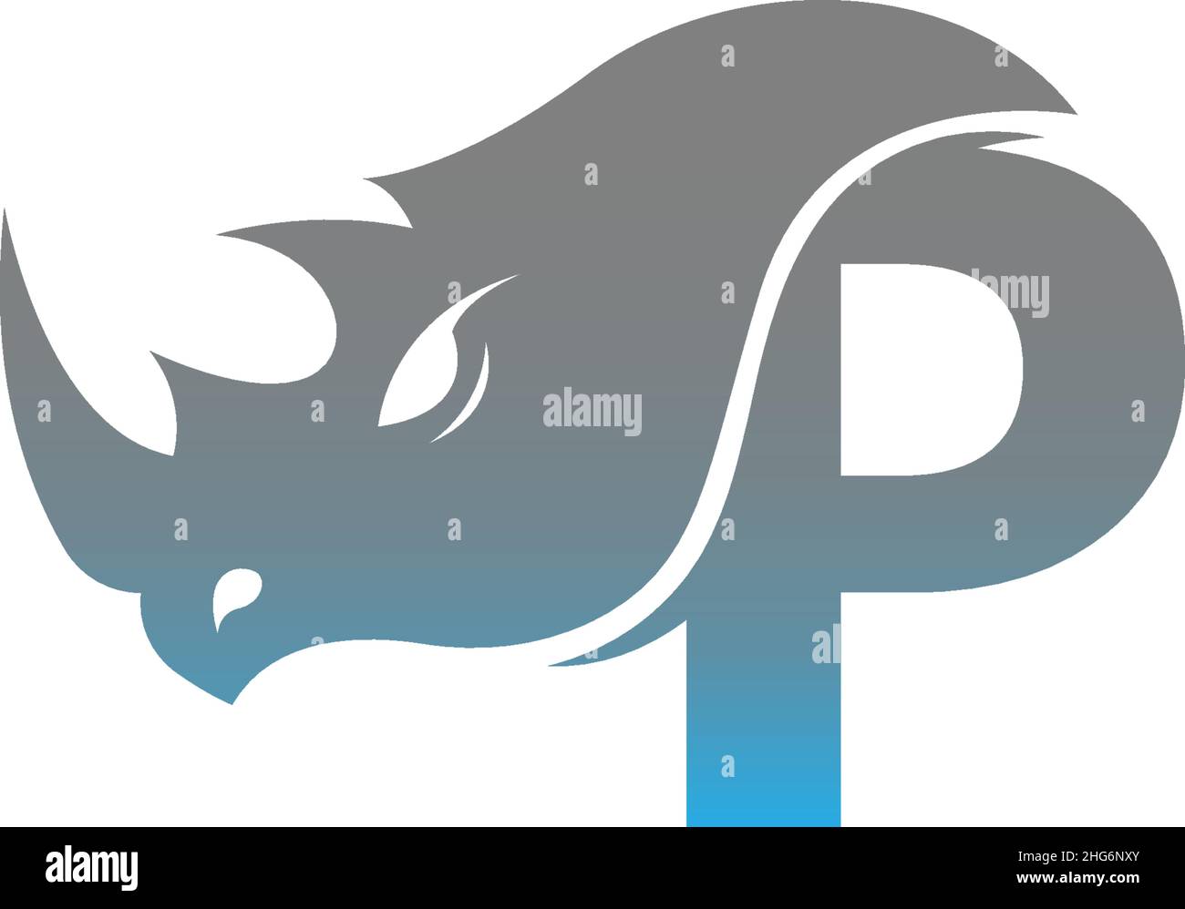 Letter P with rhino head icon logo template vector Stock Vector Image ...