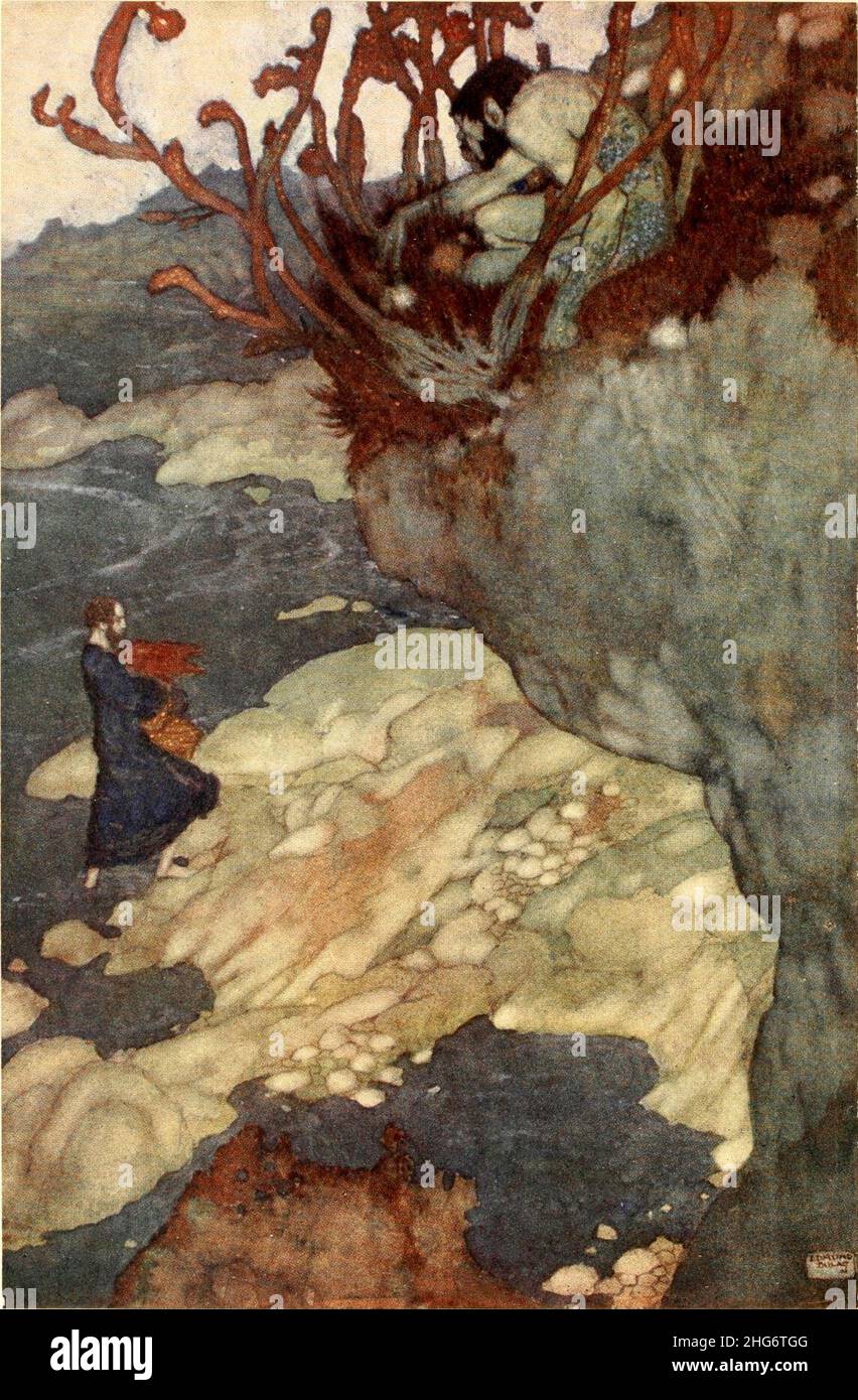 Shakespeare's comedy of the Tempest with illustrations by Edmund Dulac - frontispiece. Stock Photo
