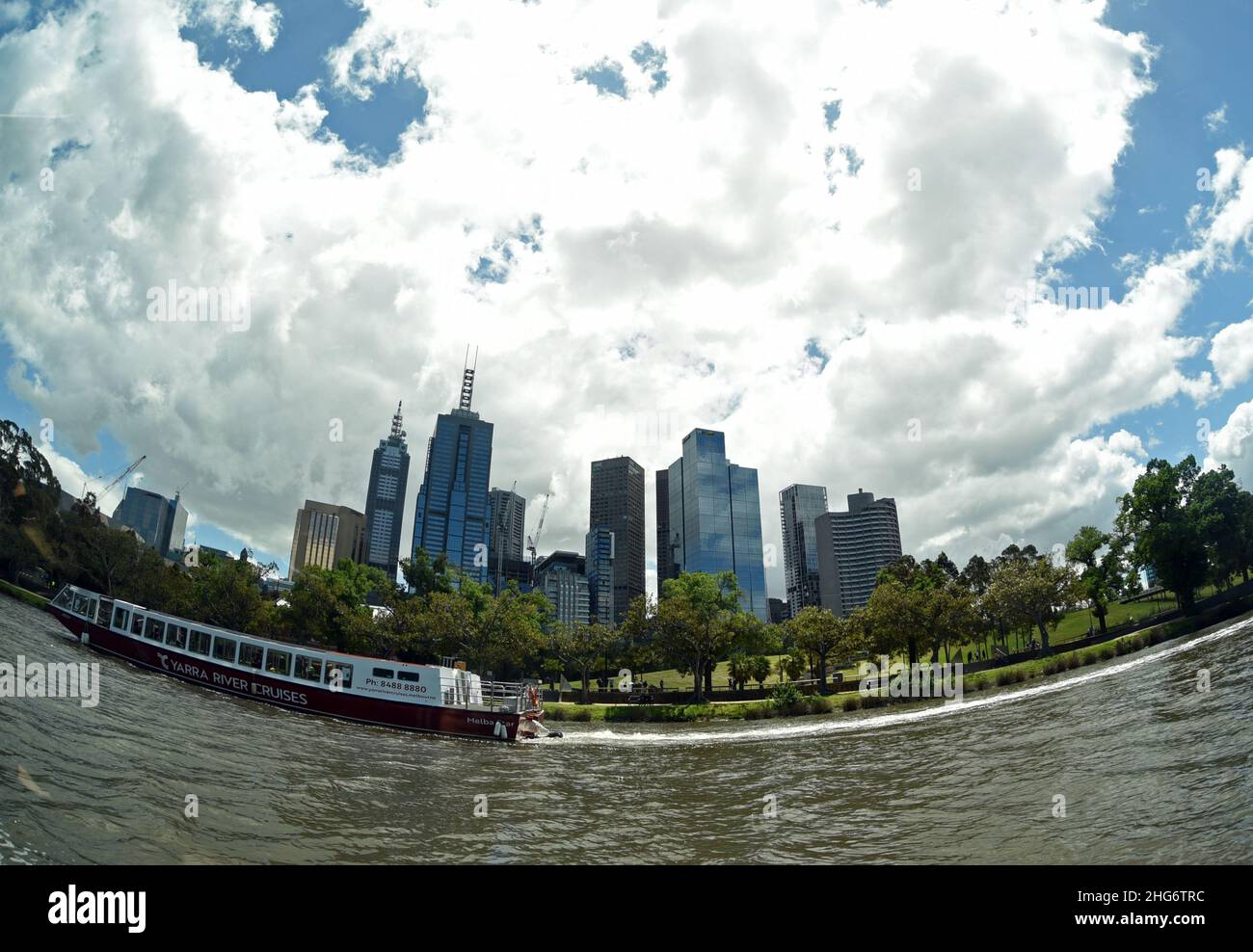 Melbourne City Yarra River Cruise, Victoria, Australia Travel Vacation Stock Photo