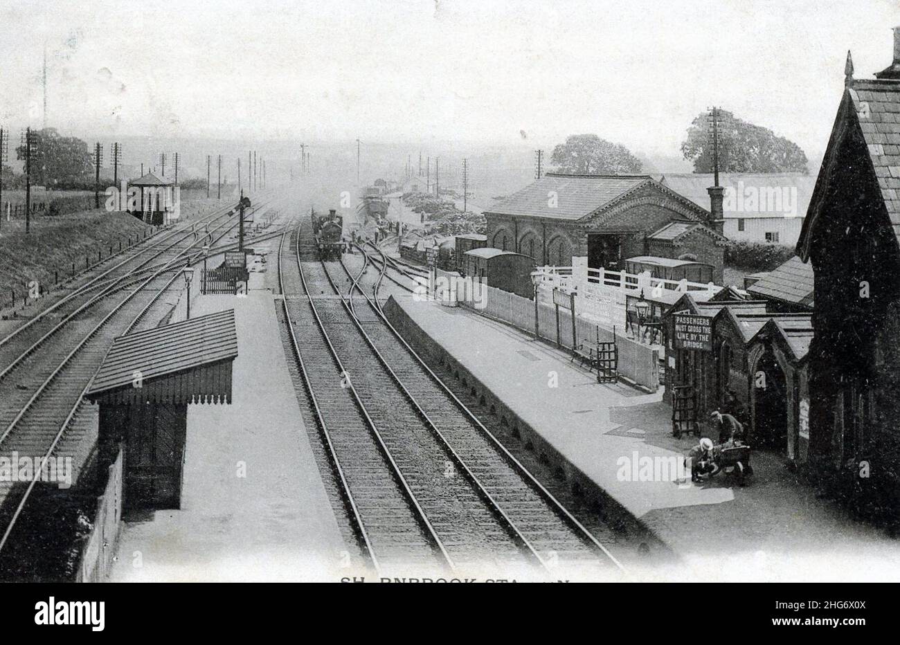 Sharnbrook railway station (postcard). Stock Photo