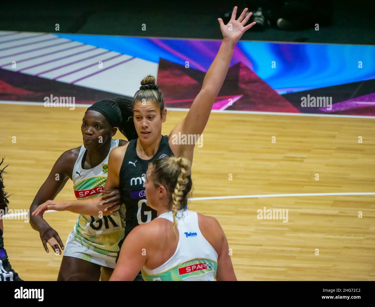 London, UK. 18th Jan, 2022. Copper Box Arena, London, 18th January 2022 Maia Wilson (GA - New Zealand Silver Ferns) calls for the ball in the match between Proteas (South Africa) and Silver Ferns (New Zealand) in the Quad Series at the Copper Box Arena, London on 18th January 2022 Claire Jeffrey/SPP Credit: SPP Sport Press Photo. /Alamy Live News Stock Photo