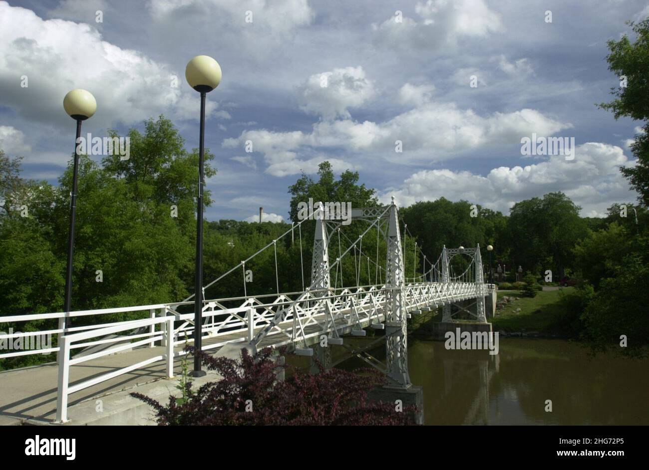 Sheyenne River Valley Scenic Byway VCSU Footbridge and Lights Stock