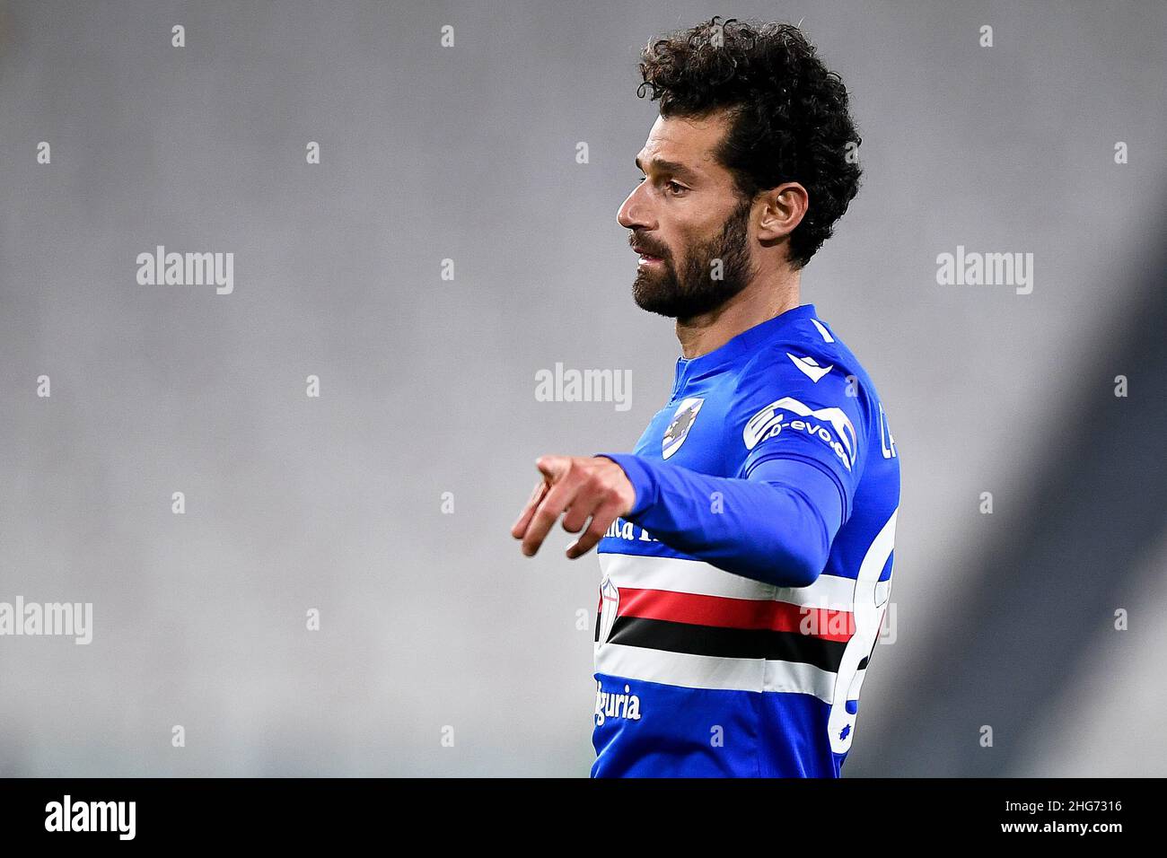 Genoa, Italy. 30 April 2022. Antonio Candreva of UC Sampdoria in action  during the Serie A football match between UC Sampdoria and Genoa CFC.  Credit: Nicolò Campo/Alamy Live News Stock Photo - Alamy