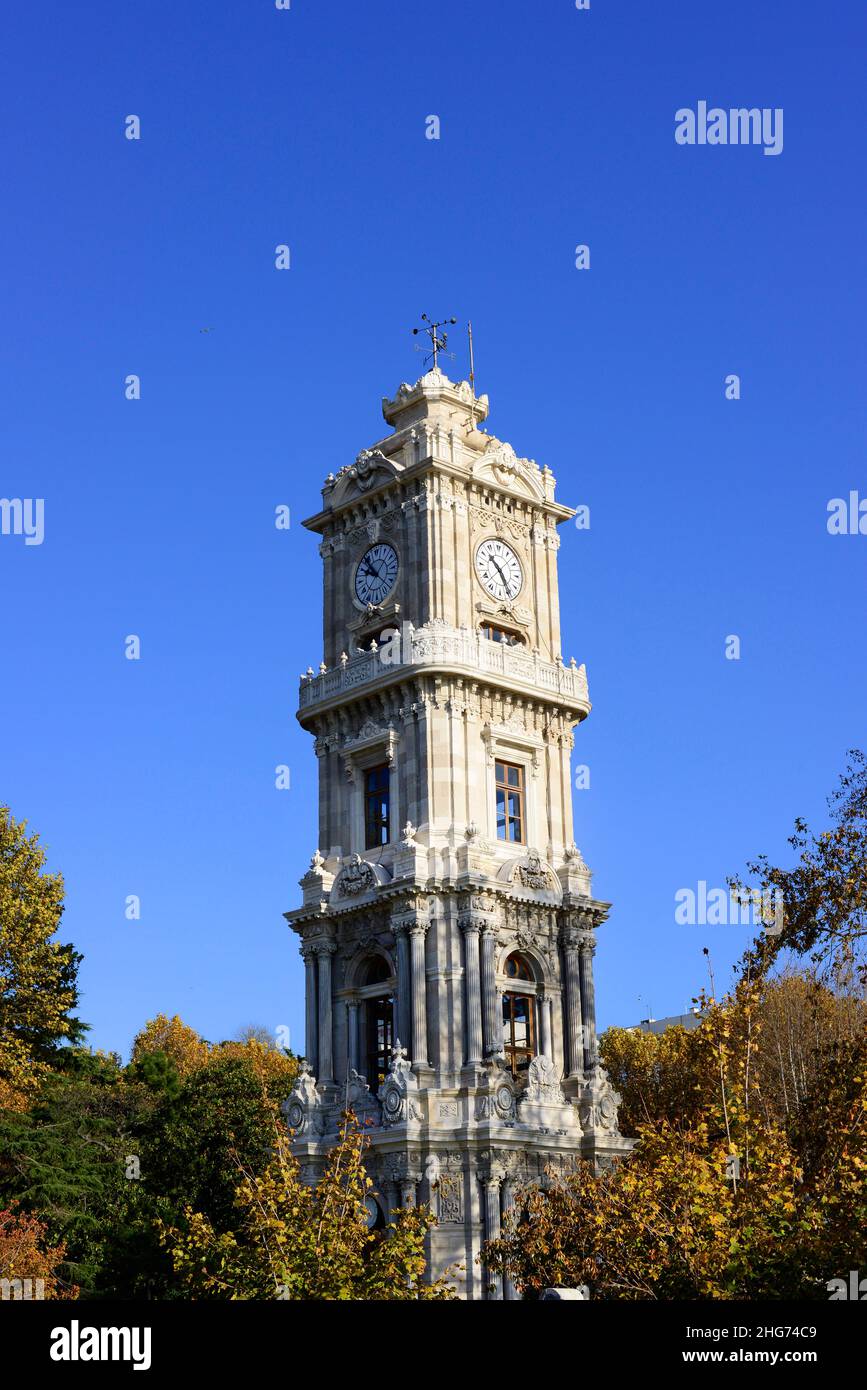 Baroque clock tower of dolmabahce hi-res stock photography and images ...