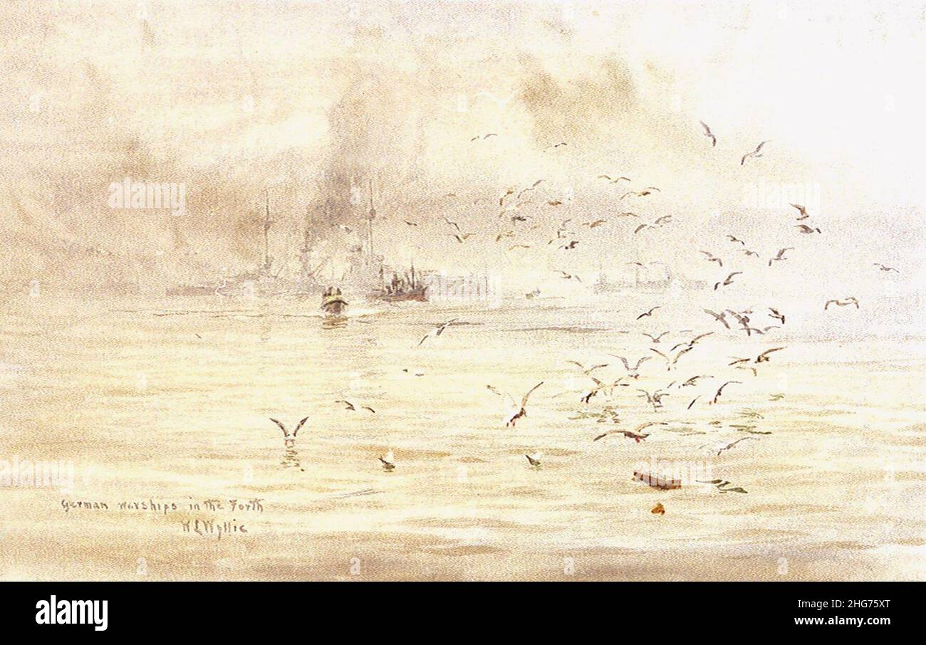Ships of the surrendered German High Seas Fleet in the Forth, November 1918 Stock Photo