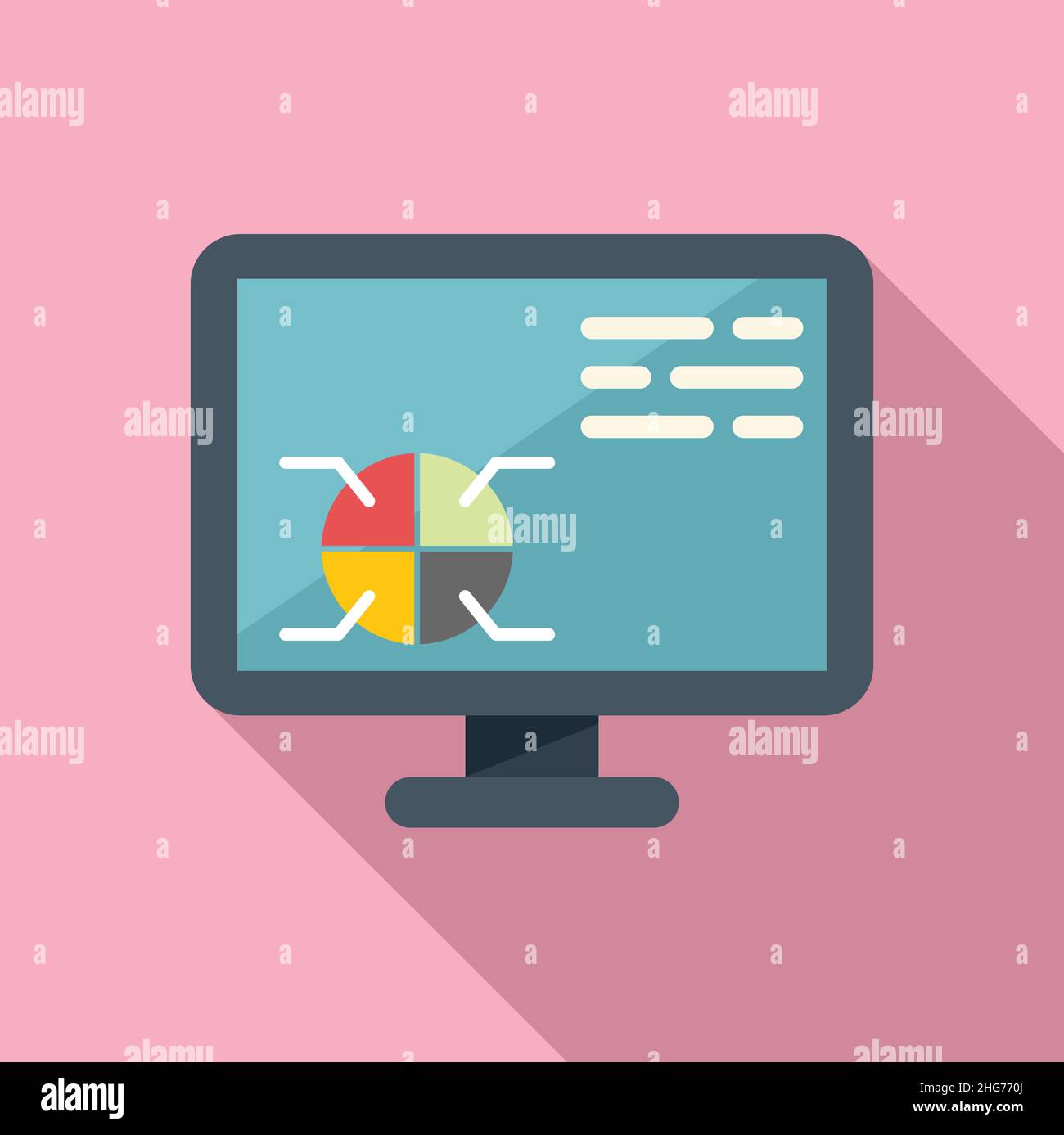 Computer report icon flat vector. Business analysis. Graphic chart ...