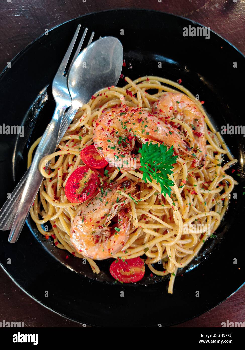 Seafood aglio olio recipe