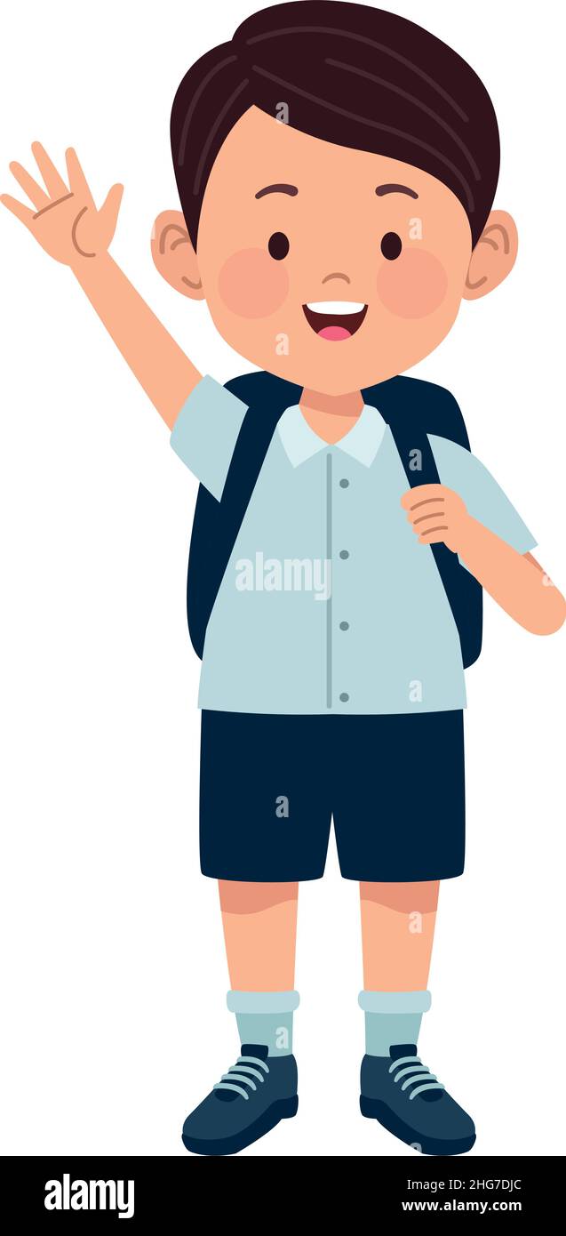 little schoolboy waving Stock Vector Image & Art - Alamy
