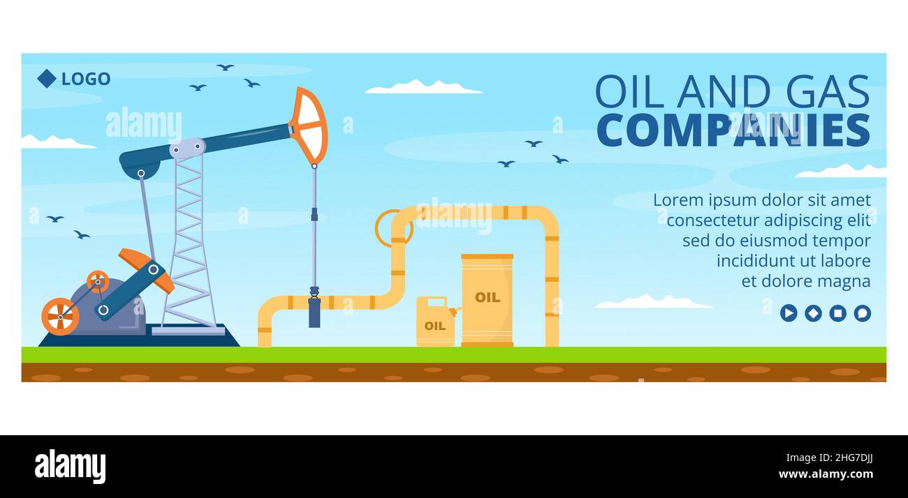 Oil Gas Industry Post Template Flat Design Illustration Editable of Square Background for Social Media or Greetings Card Stock Vector