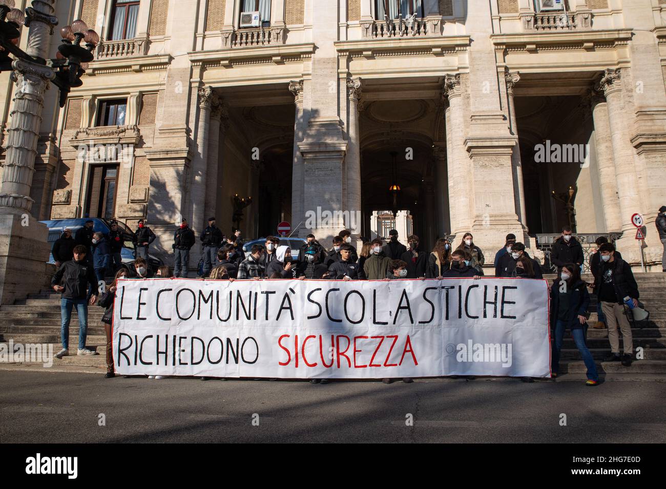 Rome, Italy. 18th Jan, 2022. Demonstration in Rome in front of headquarters of the Ministry of Education organized by students (Credit Image: © Matteo Nardone/Pacific Press via ZUMA Press Wire) Stock Photo