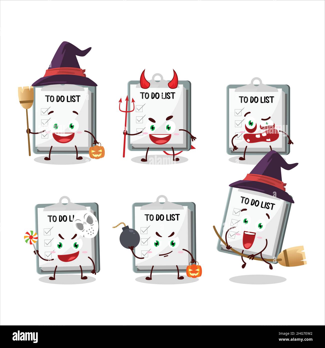 Halloween expression emoticons with cartoon character of paper sheet ...