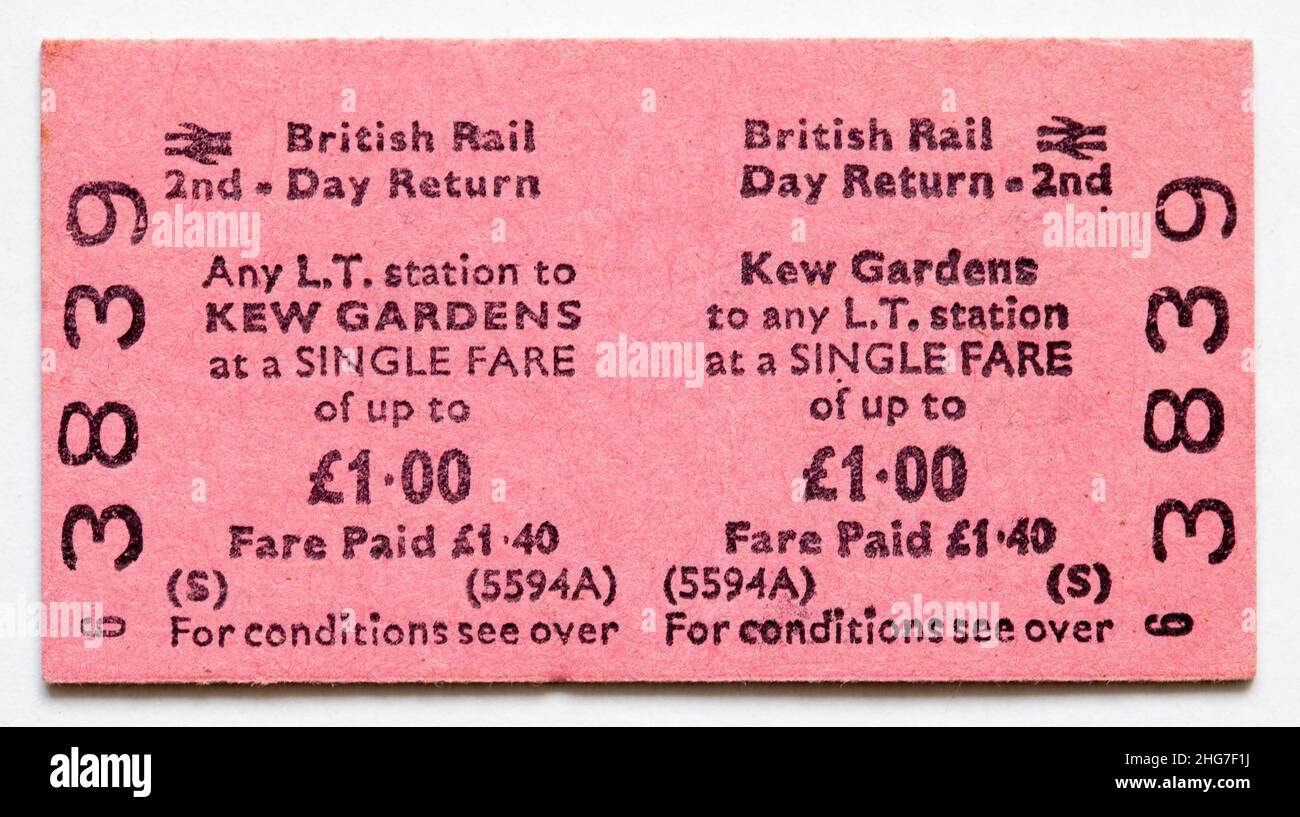 Vintage 1970s Railway Train Ticket Kew Gardens Stock Photo Alamy