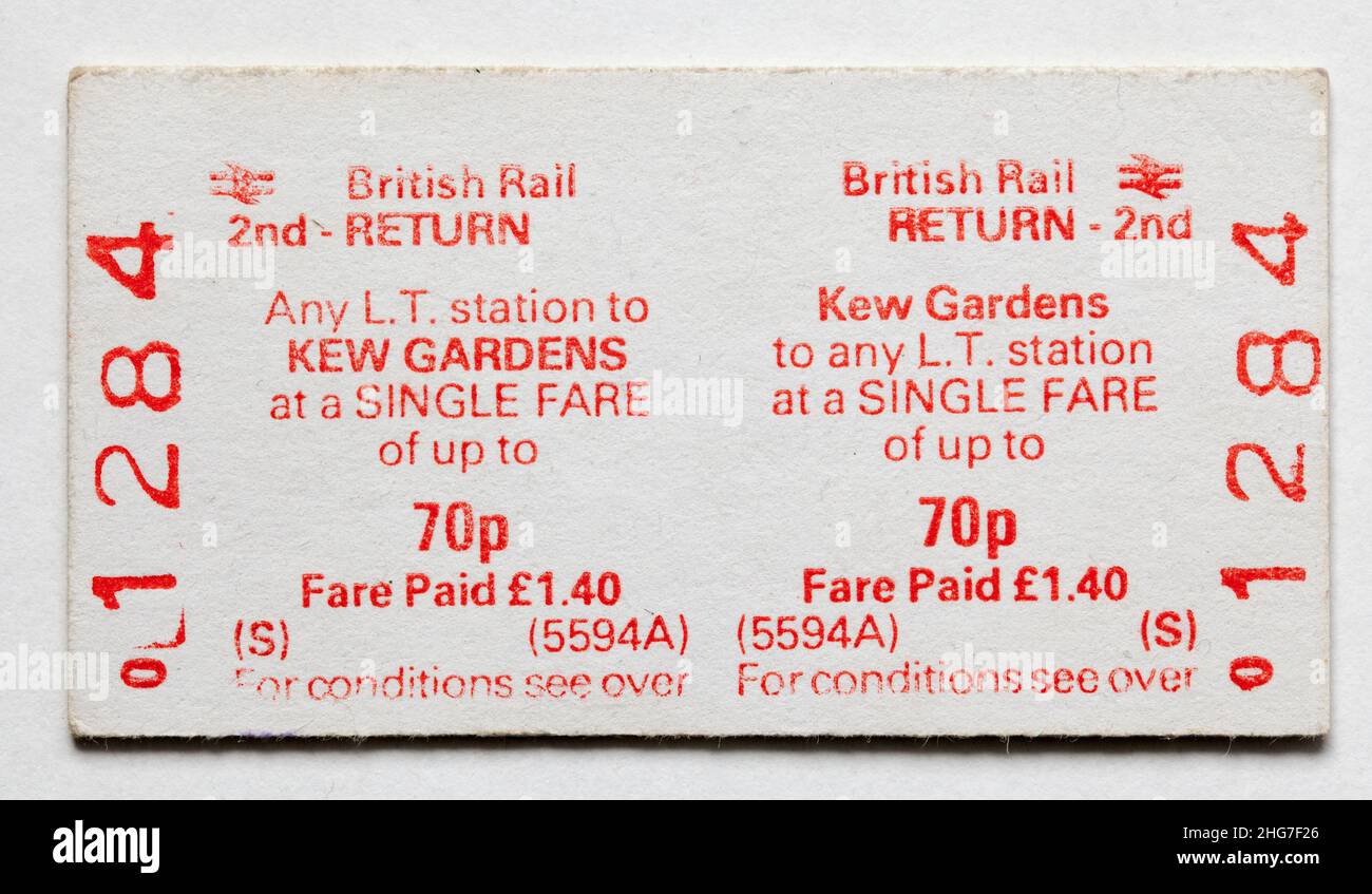 British Railway Train Ticket - Kew Gardens Stock Photo