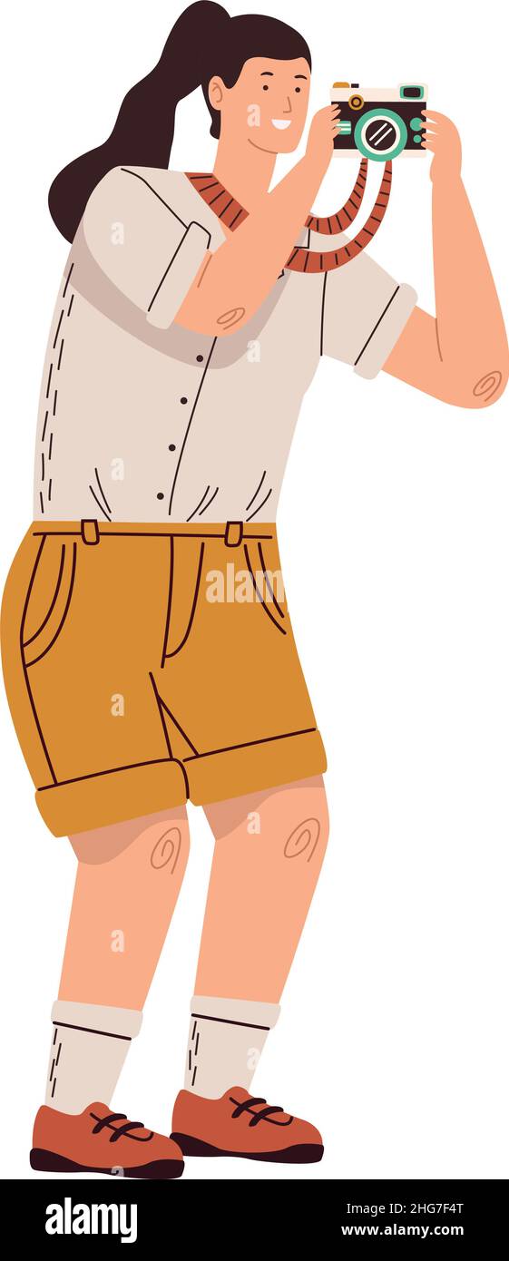 Young lady female traveler Stock Vector Images - Alamy
