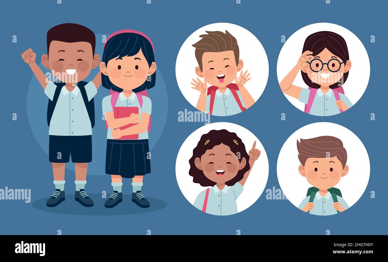 six little students kids Stock Vector Image & Art - Alamy