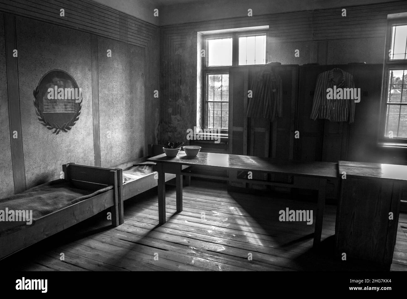 German Nazi SS general office, Auschwitz Birkenau Concentration Camp Stock Photo