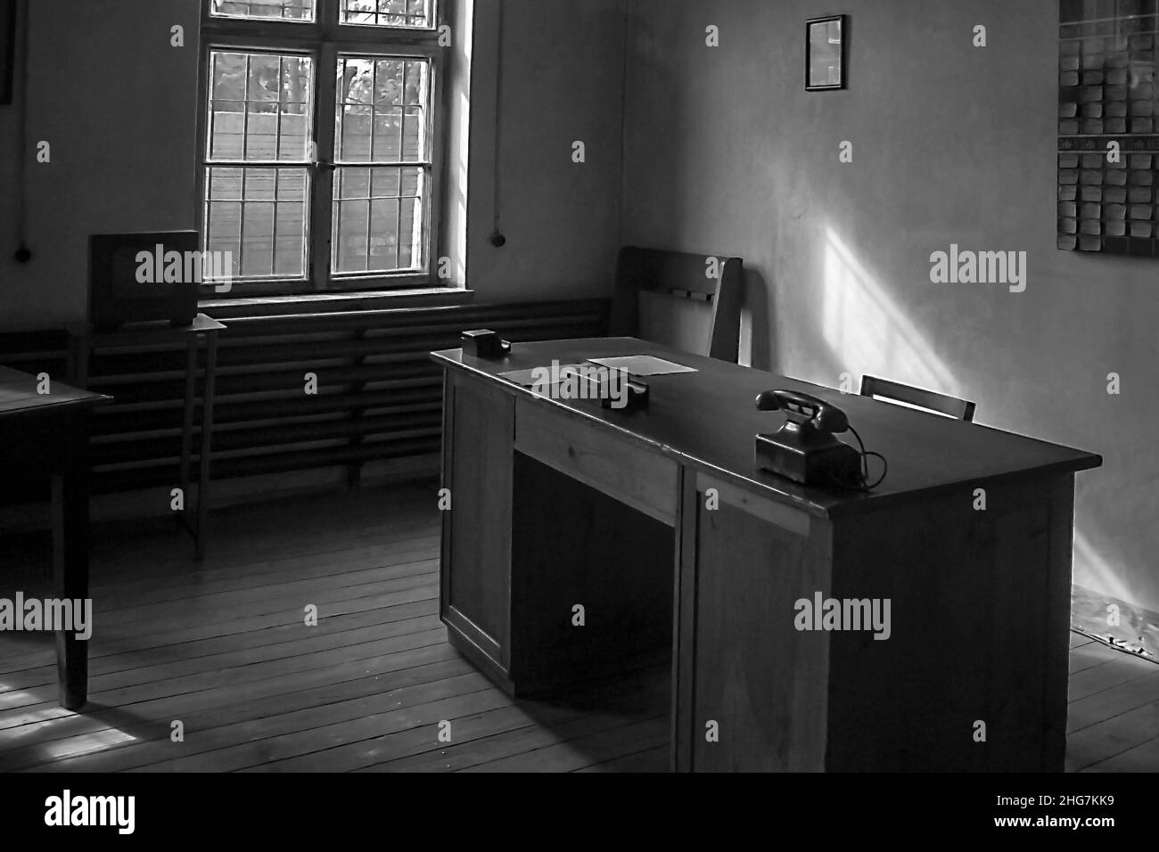 German Nazi SS general office, Auschwitz Birkenau Concentration Camp Stock Photo