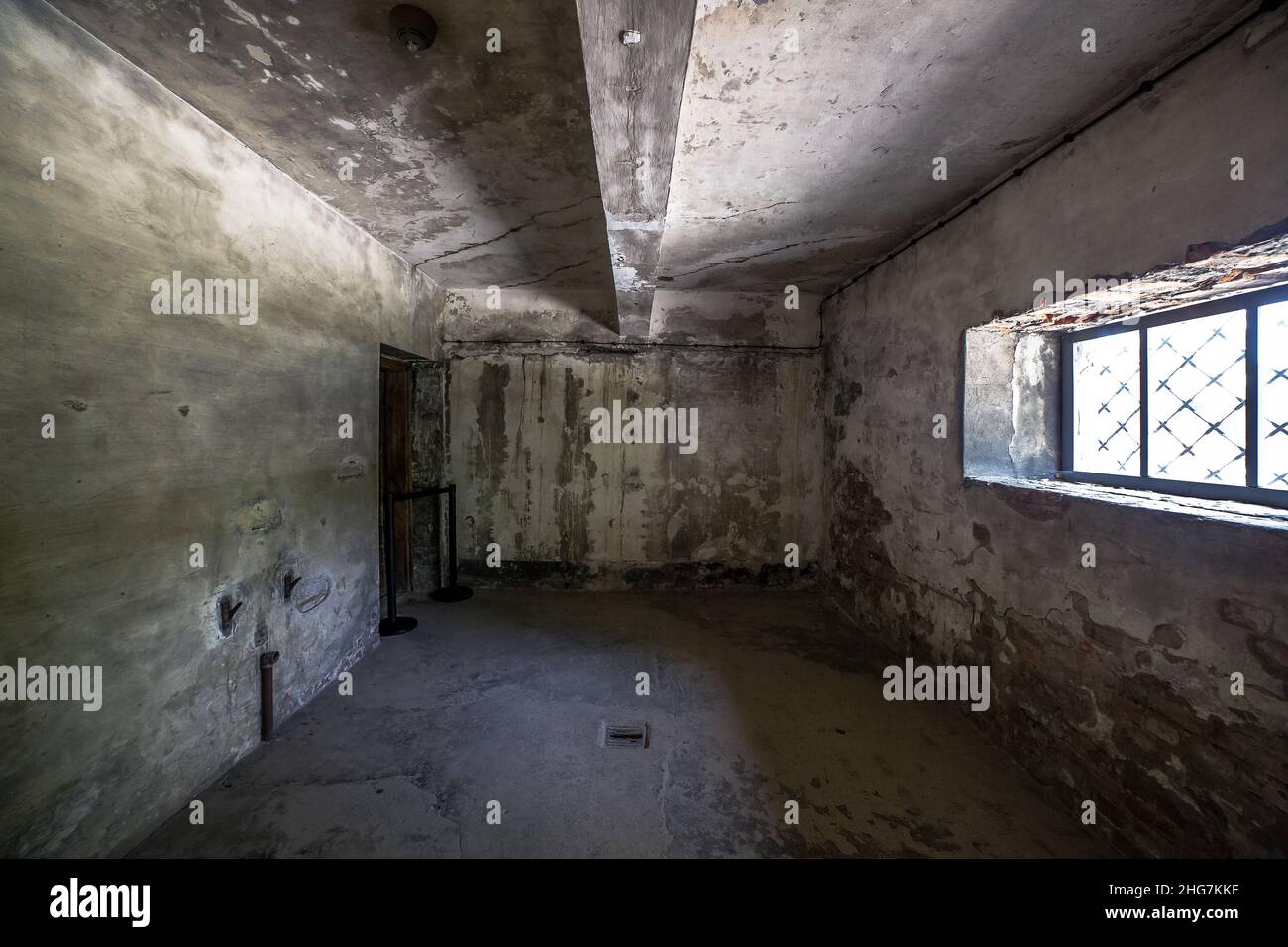 Jewish Gas Execution chamber, Auschwitz Birkenau Concentration Camp Stock Photo