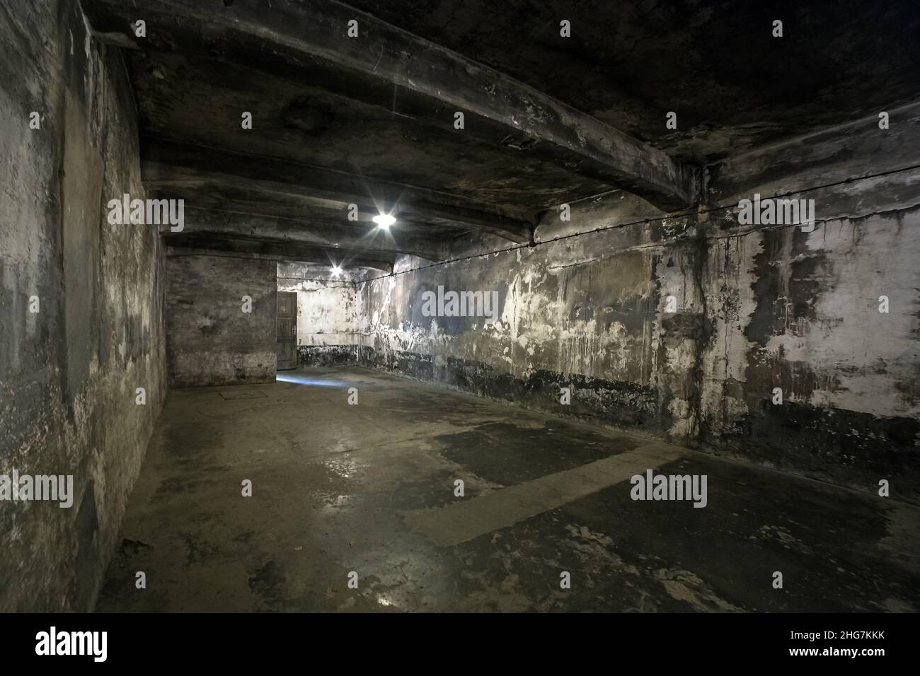 Jewish Gas Execution chamber, Auschwitz Birkenau Concentration Camp Stock Photo